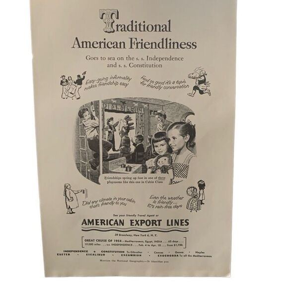 Vintage 1953 American Export Lines American Friendliness Ad Advertisment - Picture 4 of 4